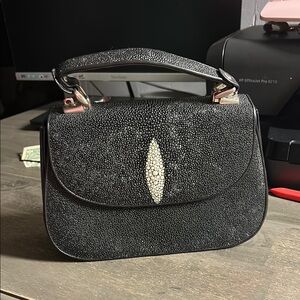 Vintage Sting Ray Leather - Elegant Black Handbag